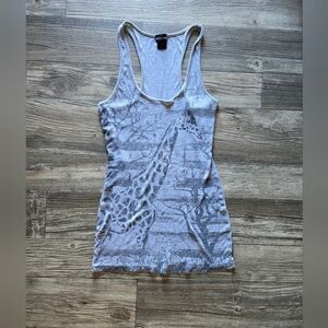 Wet Seal Y2K Graphic Fitted Women's Tank Top Giraffe Bohemian Size M